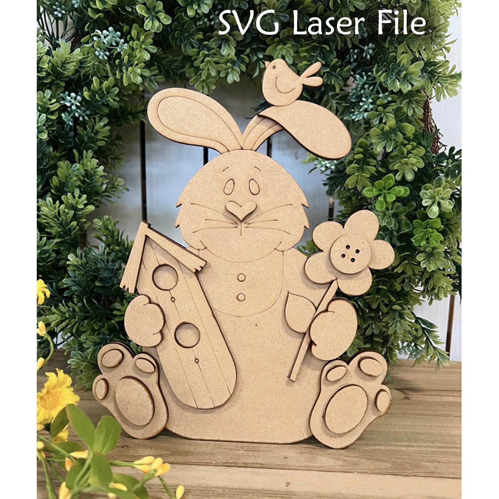 Spring Bunny SVG Laser File, Bunny Shelf Sitter, Spring Decor ...