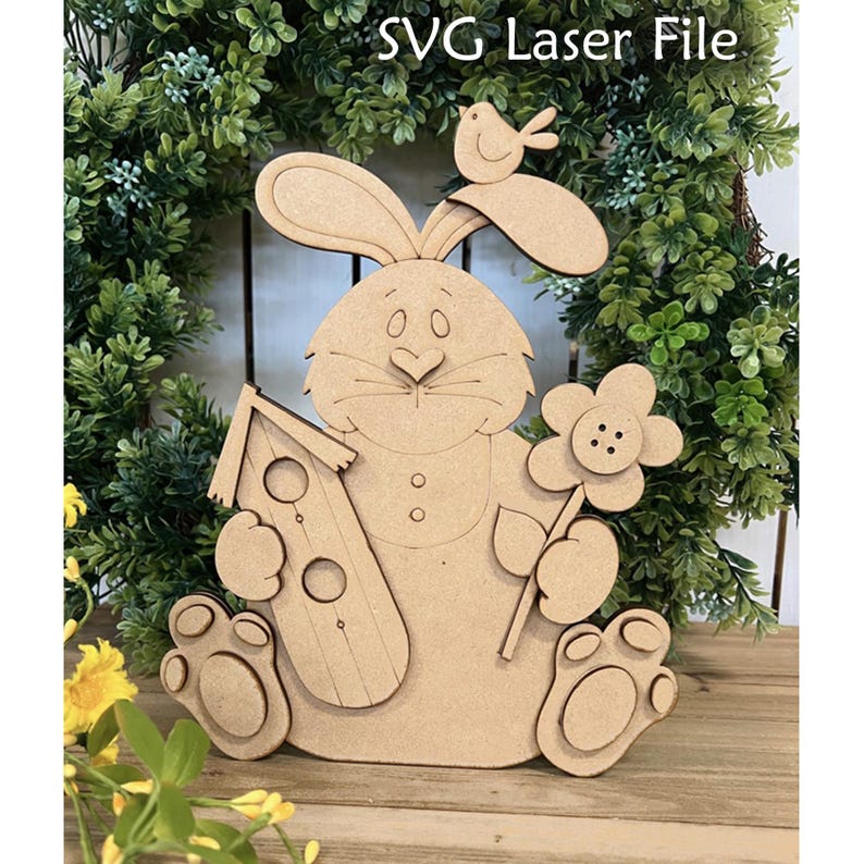 Spring Bunny SVG Laser File, Bunny Shelf Sitter, Spring Decor ...