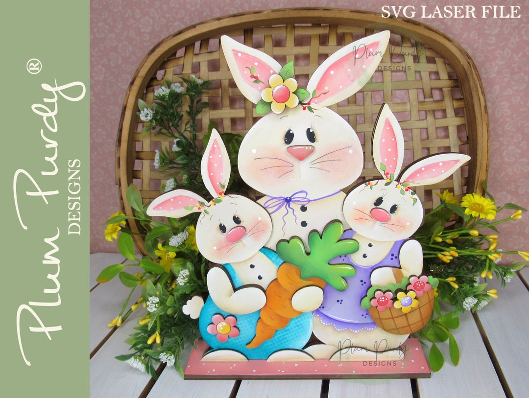 Bunny Shelf Sitter, Spring Bunny Svg Laser, Easter Bunny Carrot, Svg ...
