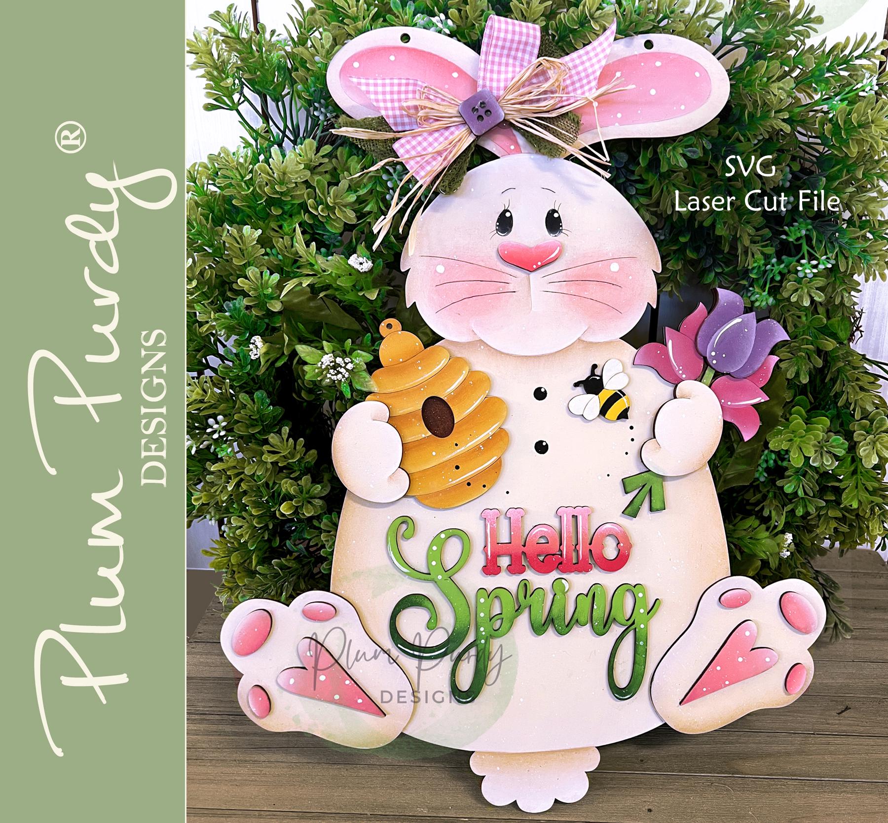 Spring Door Hanger SVG Laser Cut File, Bunny Door Hanger, Spring Decor ...