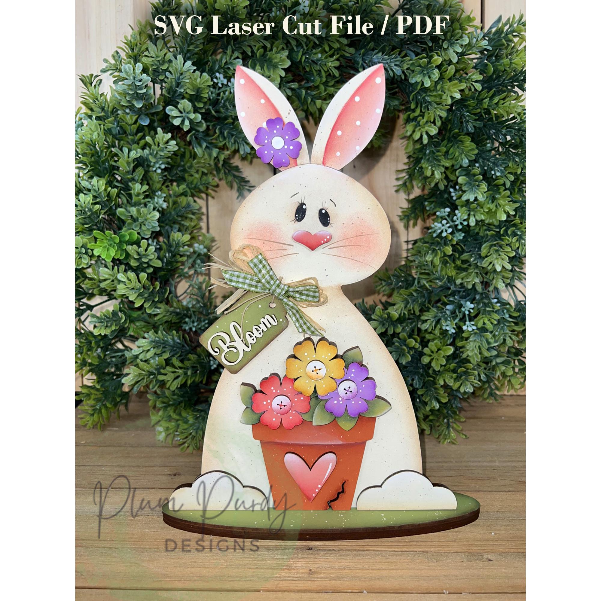Spring Easter Bunny Shelf Sitter SVG Laser Cut File, Spring Decor - Etsy
