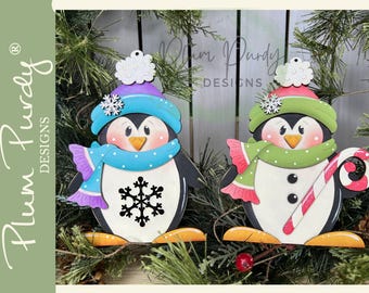 Penguin SVG file, Penguin ornaments, Christmas Ornaments, Candy Cane Penguin, Snowflake Penguin, Craft Show Ornaments, Plum Purdy SVG&#39;s