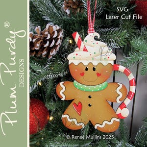 Arquivo laser SVG de enfeite de gengibre, enfeite de Natal, caneca de gengibre, caneca de gengibre SVG, decoração de Natal, Plum Purdy