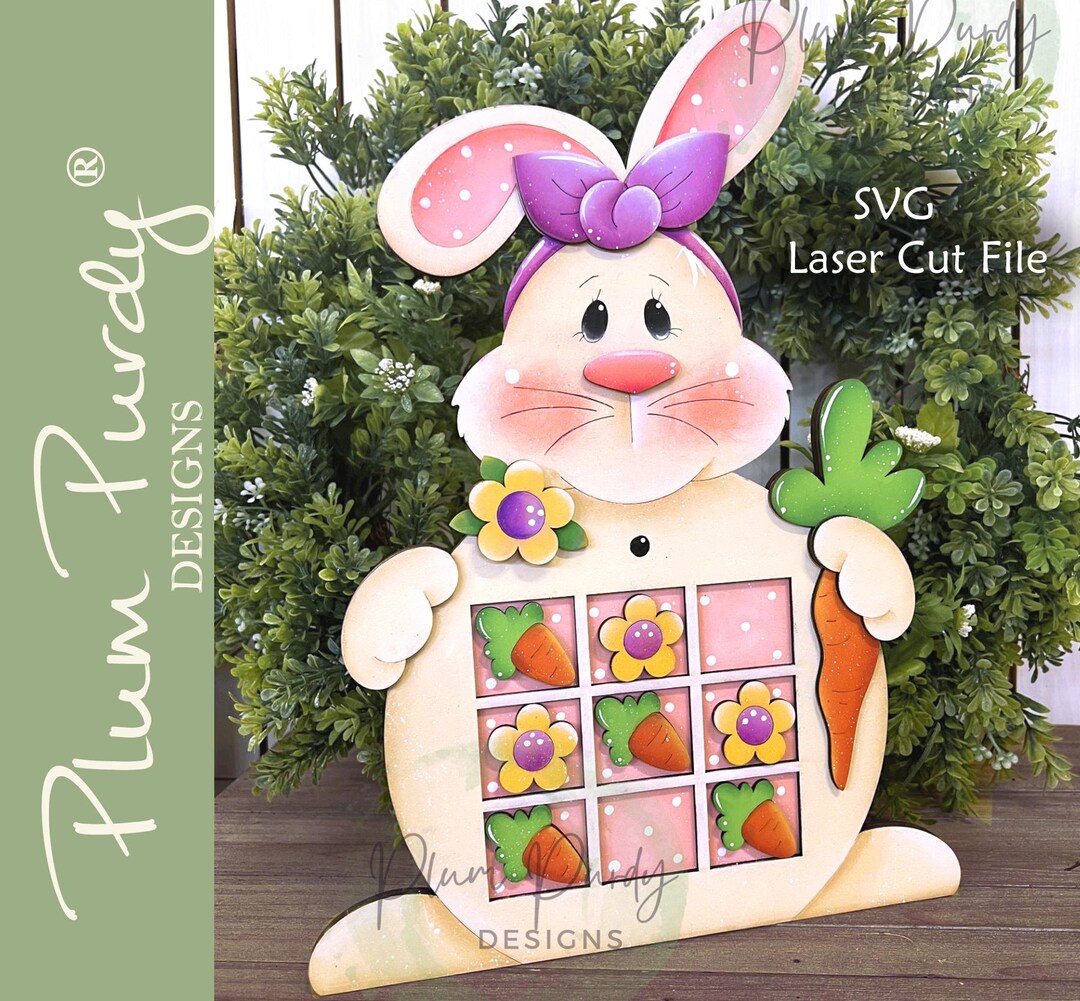 Easter Tic Tac Toe Board Game SVG File, Bunny SVG Laser Cut File ...