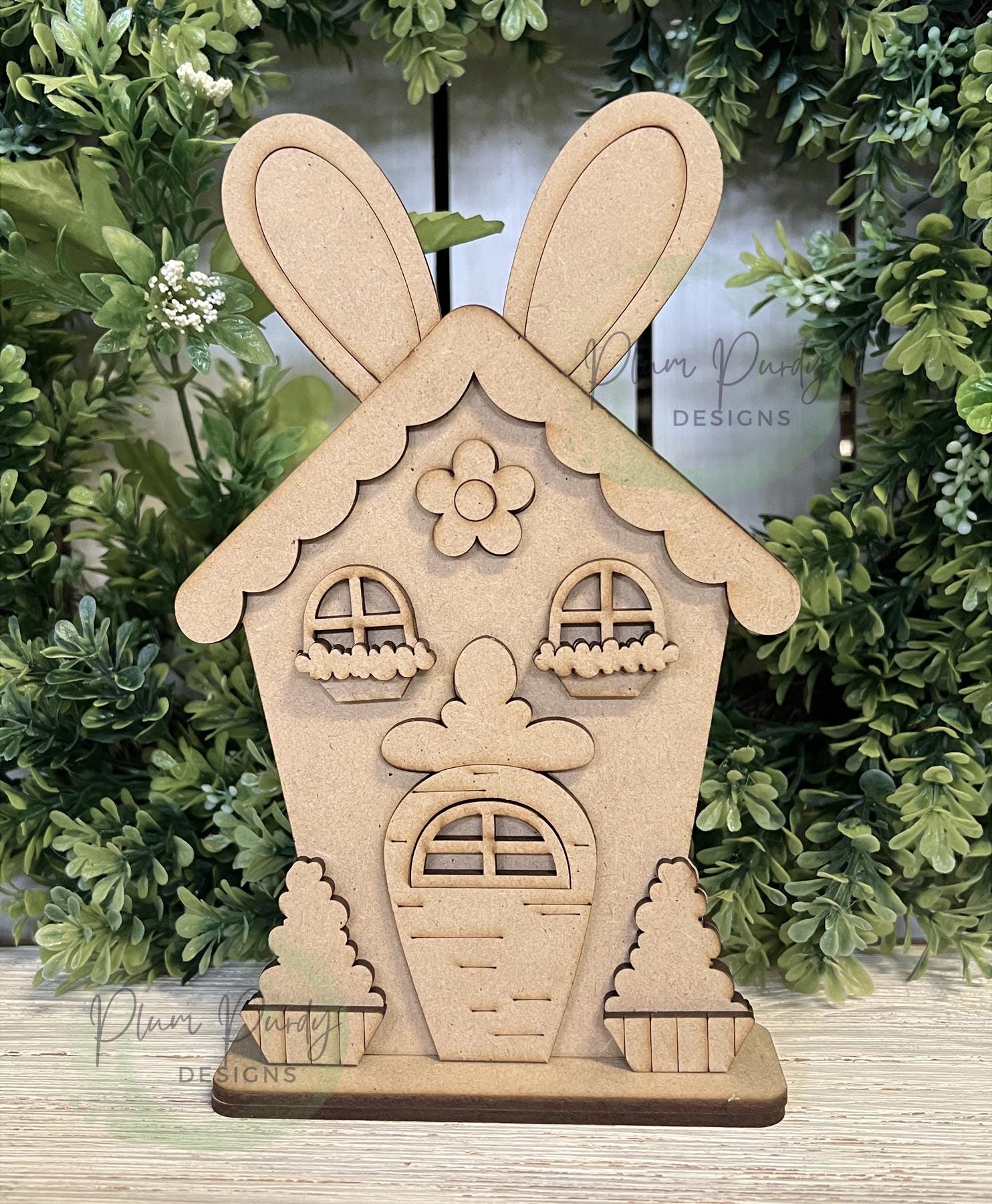 Spring House SVG Laser Cut File, Spring Bunny Home, House Shelf Sitter ...