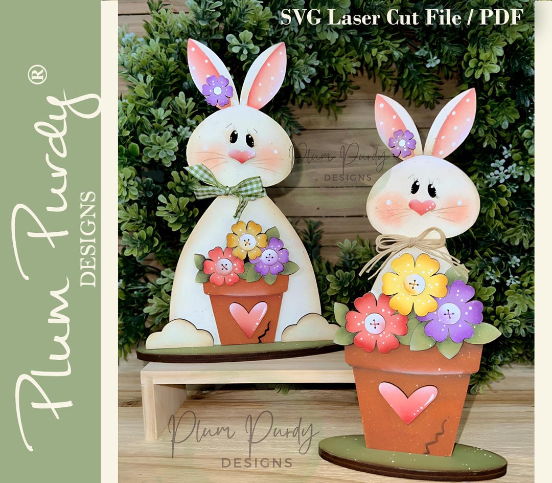 Spring Easter Bunny Shelf Sitter SVG Laser Cut File, Spring Decor - Etsy