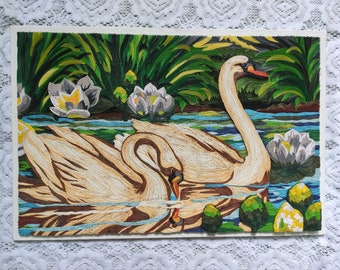 Paper Quilled Swans Art: Handmade Nature Wall Decor (18.5" x 12.5")