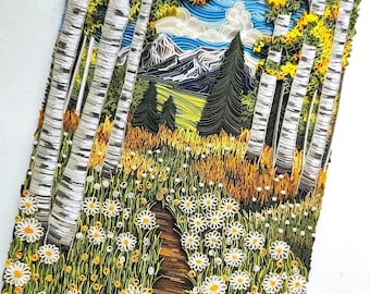 Quilled Paper Landscape Art, 3D Scenic Wall Decor - 'In Wild Grace'