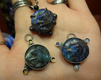 Dragon age Solas Dread wolf carved fen'harel sterling necklace pendant 925 labradorite Veilguard