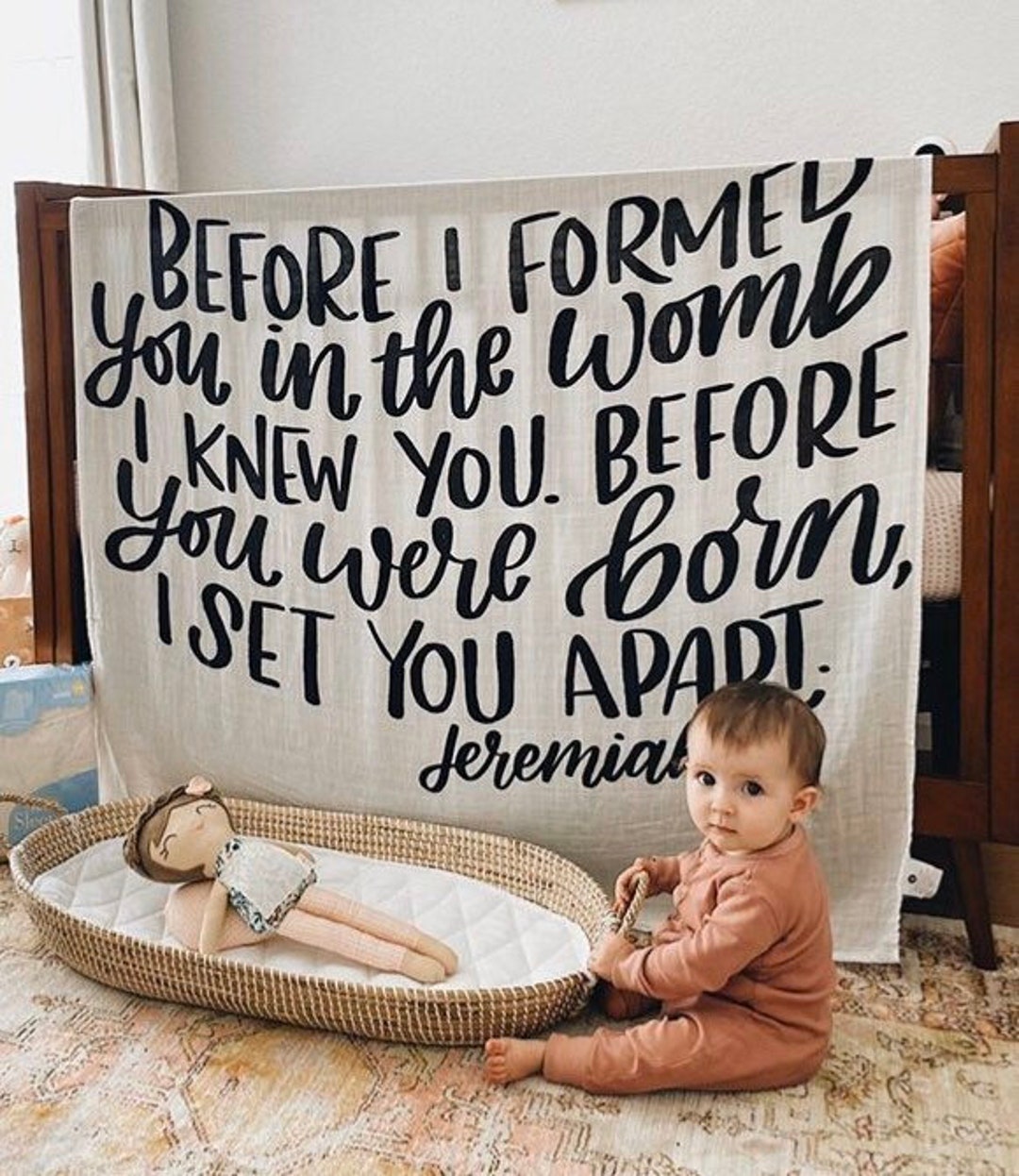 Jeremiah 15 White Muslin Baby Swaddle Blanket Bamboo & Organic Cotton