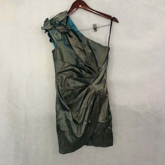 Vintage 1980s Jessica McClintock Metallic Blue Gre