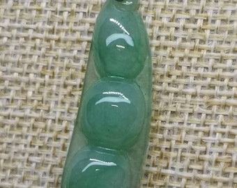 Icy Ice Fruit Green 100% Burma Jadeite Jade Bean Pendant # 36.10 carat #