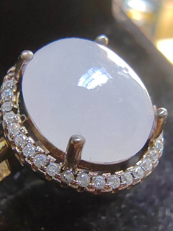 Icy Lavender Purple Burma Jadeite Jade Ring/冰紫罗兰天然缅甸翡翠 
