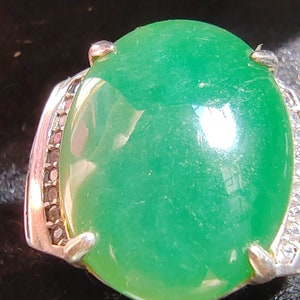 Icy Ice Green 100% Natural Burma Jadeite Jade Ring # Type A Jadeite #
