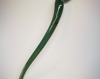 Icy Ice Bluish Green Natural Jadeite Jade Fox Spirit Hair Pin/精雕冰蓝水狐仙天然翡翠发簪/天然翡翠ヘアピン