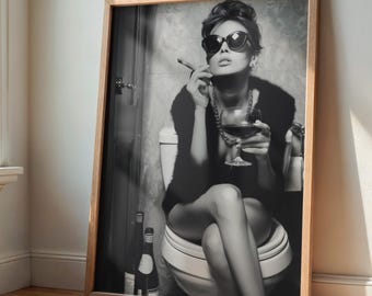 Poster Close Up 'Ragazza In Bagno' - 61x91,5 Cm - Stampa Artistica Di Donna Con Sigaretta E Grappa - 3