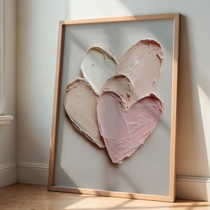 Abstrakte Herzen Wandbild Pastell Wandkunst Romantisches Poster Herzen Schlafzimmer Deko Modernes Geschenk für Frauen Boho Herz Kunstdruck