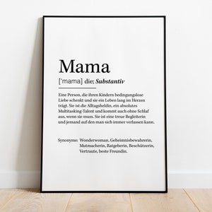 DEFINITION "Mama" | Poster, Bild, Wandbilder, Kunstdruck | Geschenk zum Muttertag Geburtstag | Familie Baby Schwangerschaft | DIN A4 A3