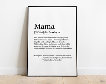 DÉFINITION « Maman » | Affiches, tableaux, peintures murales, impressions d'art | Cadeau fête des mères | Naissance Bébé Grossesse | DIN A4 et A3 | Télécharger le PDF