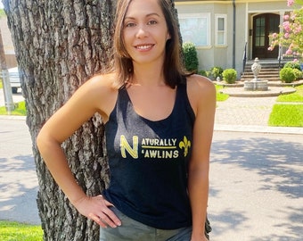 Saints Women’s Tank Top - Naturally Nawlins - Saints shirts for women - New Orleans Shirts - NOLA shirts- Pelicans shirts for women