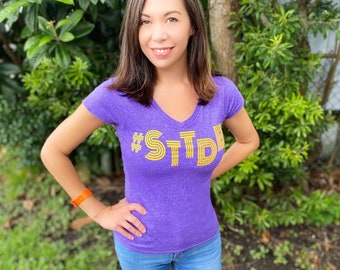 LSU Women’s Shirt - sttdb - LSU Football - LSU neck Shirt - Louisiana shirts - Nola - free shipping - Cajun shirt