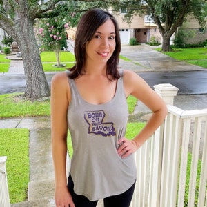 LSU Women's Tank Top: Born on the Bayou, Louisiana Pride