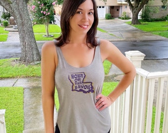 LSU Women’s Tank Top - Born on the Bayou - LSU Football - Cajun shirt -Creedence Clearwater- Classic Rock