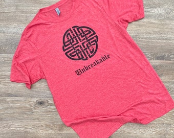 Men's Unbreakable T-Shirt Red - Strength T-Shirt - Strength Symbol - Celtic Knots - Corona Virus - Virus Protection - St. Patrick's Day
