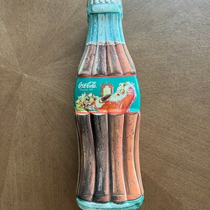 Vintage Coca Cola Collectors Metal Tin Bottle Coke Christmas 1999 Tin