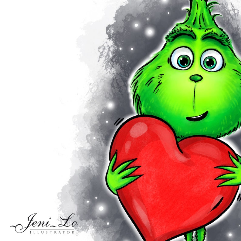 Baby Grinch with Heart PNG file Merry christmas Sublimation | Etsy