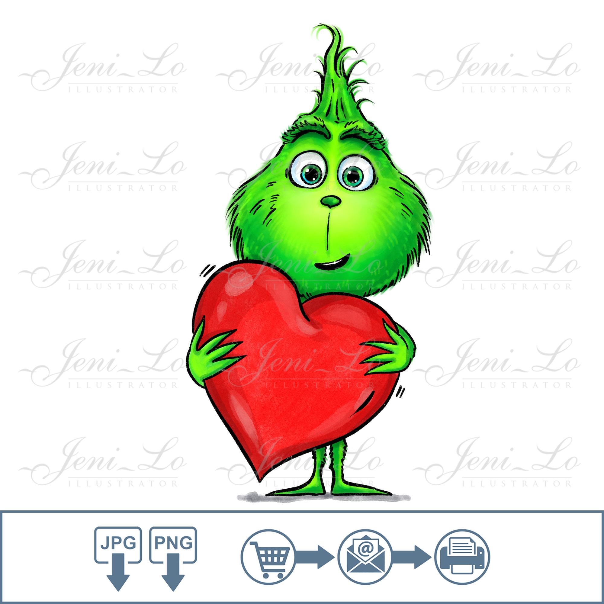 Baby Grinch with Heart PNG file Merry Christmas Sublimation