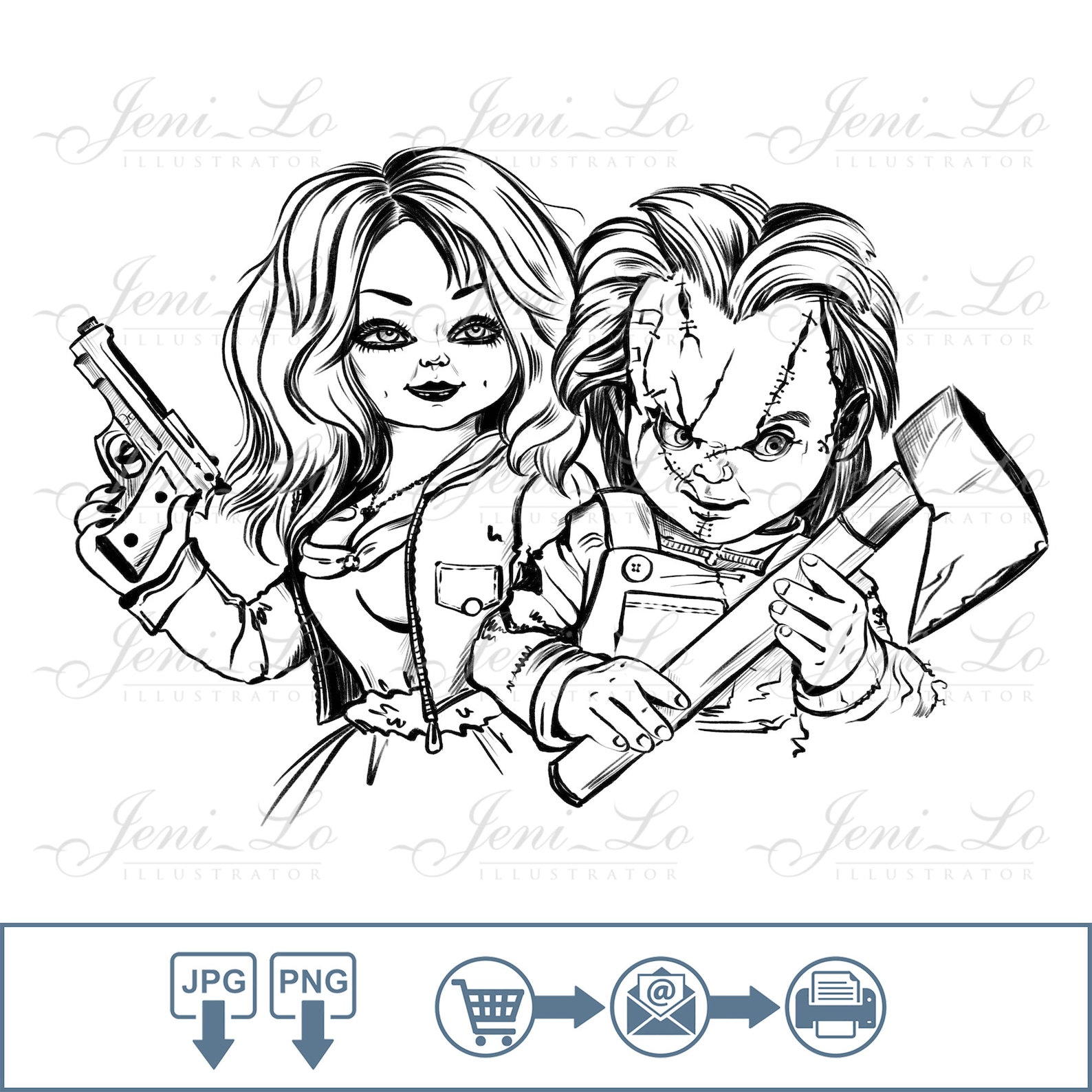 Printable Chucky And Tiffany Coloring Pages