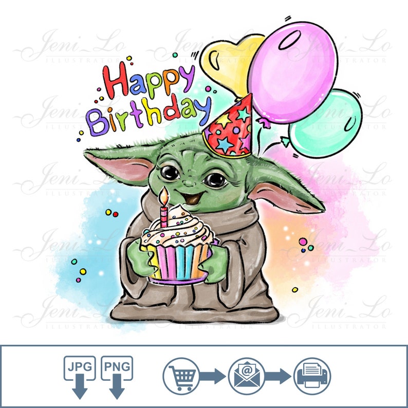 Download Baby Yoda Happy birthday Sublimation PNG Yoda sublimation ...