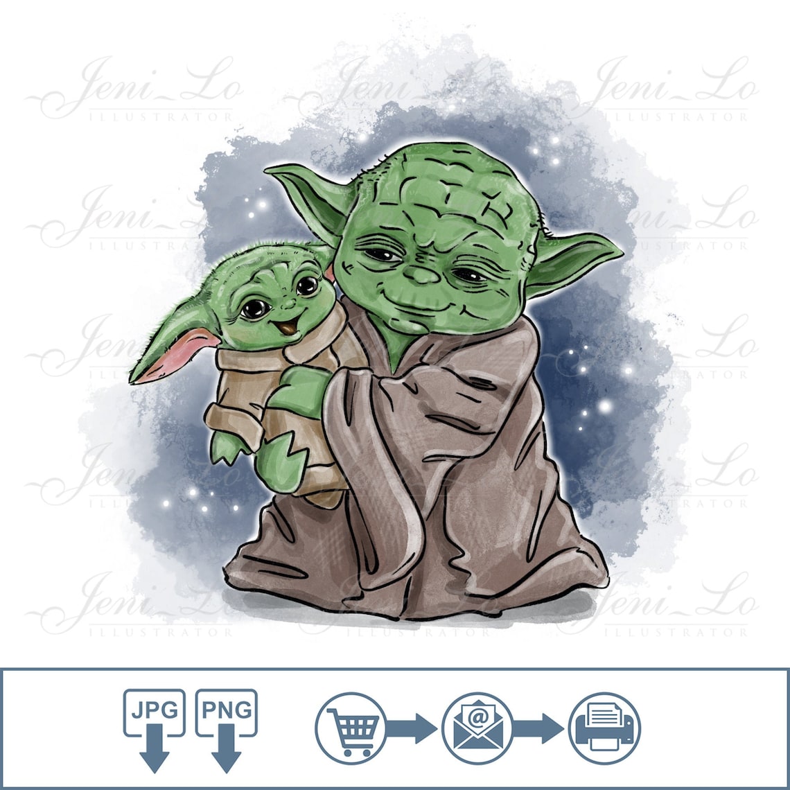 Baby Yoda and his father Sublimation file PNG Design Small Etsy