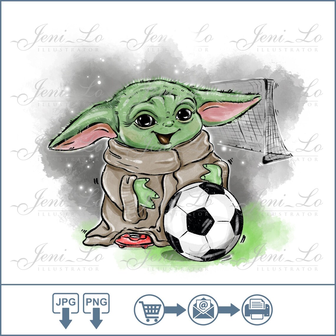 Baby Yoda Football player Sublimation PNG JPG Design Small Etsy