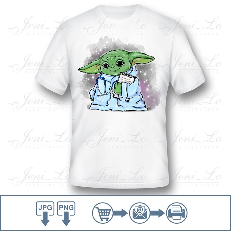 Baby Yoda the doctor Sublimation PNG JPG Design Small Yoda Etsy