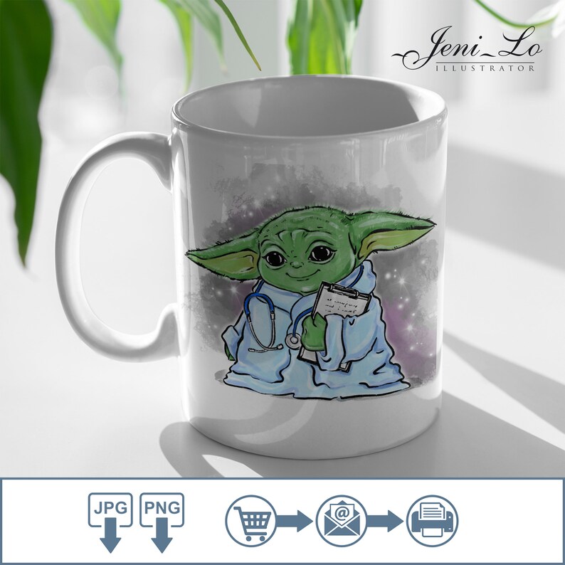 Baby Yoda the doctor Sublimation PNG JPG Design Small Yoda Etsy