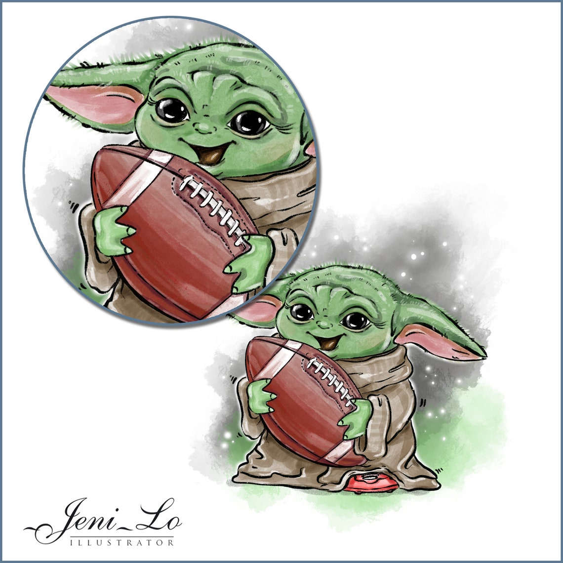 Baby Yoda American football player Sublimation PNG JPG Design Etsy