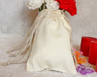 Bolsas de lona de algodón (10 x 15 cm): Bolsas de tela gruesa beige con cordón (10 x 15 cm)