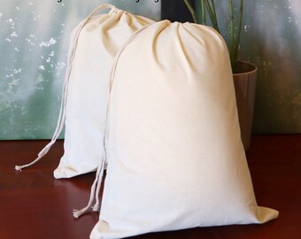 W30cm*H40cm Natural Cotton Single Drawstring Bags | Eco-friendly Reusable Bags (12x16 Inches) Qty: 50, 100 [Worldwide]
