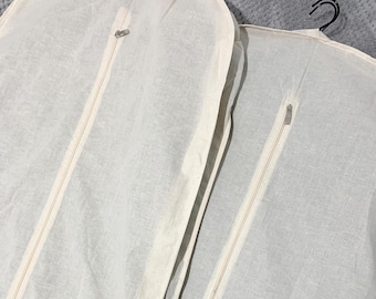Natural Cotton Garment Bag: Breathable Clothes Cover, Travel-Friendly (W61cm x H158cm)