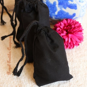 Black Cotton Bags (5x7 Inches): Reusable Favor Drawstring Bags (W12cm*H17cm)