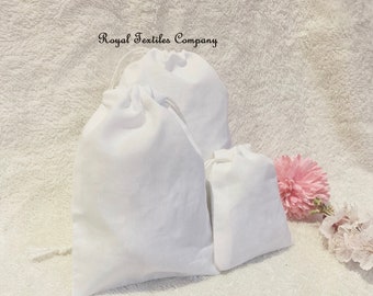 W15cm*H20cm WHITE Wedding Favor Double Drawstring Bags | Bleach White Bags (6x8 Inches) Qty: 50, 100, 200 [Worldwide]