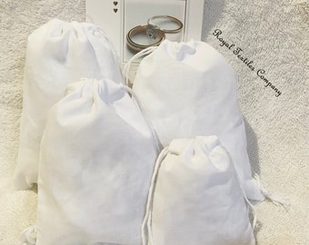 W10cm*H15cm WHITE Wedding Favor Double Drawstring Bags | Bleach White Bags (4x6 Inches). Qty: 50, 100 [Worldwide]