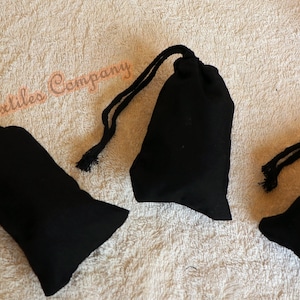 Black Cotton Bags (2x3 Inches): Reusable Favor and Jewelry Storage Drawstring Bags (W5cm*H7cm)