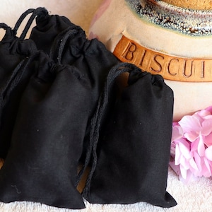 Black Cotton Bags (3x5 Inches): Reusable Favor and Jewelry Storage Drawstring Bags (W7cm*H12cm)