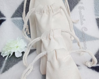 W7cm*H10cm Natural Cotton Double Drawstring Bags | Eco-friendly Reusable Bags (3x4 Inches) Qty: 25, 50, 100, 200 [Australian Listing]