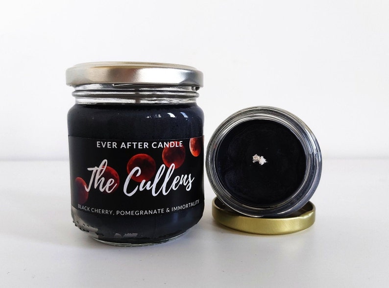 Black Cherry /& Pomegranate Scented Vegan Bookish Candle Gift Handmade Soy Candle The Cullens