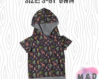 3-6y Grow With Me Hooded T-Shirt - Forest