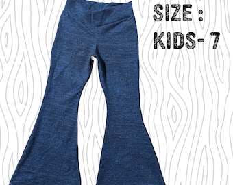 Kids size 7 Bell Bottoms - Knit Fabric - "jeans" print